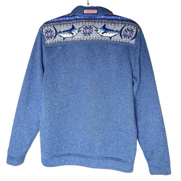 Vineyard Vines Men’s Sweater Blue Fair Isle Marlin Shep Pullover. Size Small - Picture 2 of 12